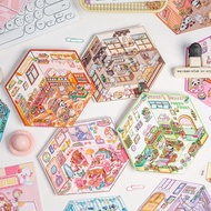 SD Mga Sticker ng Tanawin ng Dream Cabin na 3D Scrapbook na Malikhaing Eksena