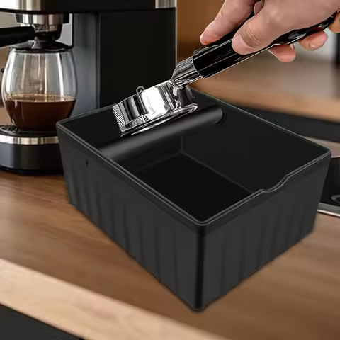 Espresso tapping box, coffee grounds tapping box, with tapping rod and non-slip rubber base, barista