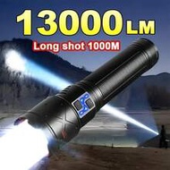 60W 1000M Ultra Bright Flashlight 15000mAh Power Bank Zoomable Flashlight Type-C Rechargeable IPX6 W
