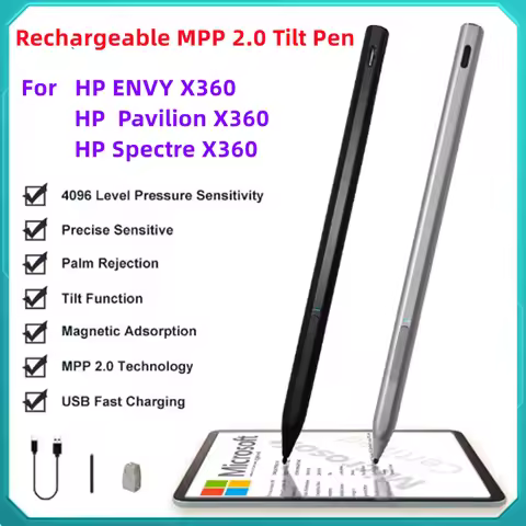 Stylus Pen For HP ENVY X360 Pavilion X360 Spectre X360 2-in-1 Laptop Rechargeable MPP 2.0 Tilt Pen 3