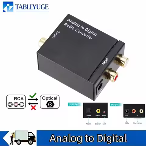 RCA to Fiber Toslink Audio Adapter ADC Analog-to-Digital Converter Analog-to-Digital Fiber Toslink C