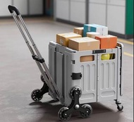 可折疊儲物購物車 買送車  已開封（用過大約三次）（買多左一部） 灰藍色 大號 $110 可上落樓梯 萬應輪