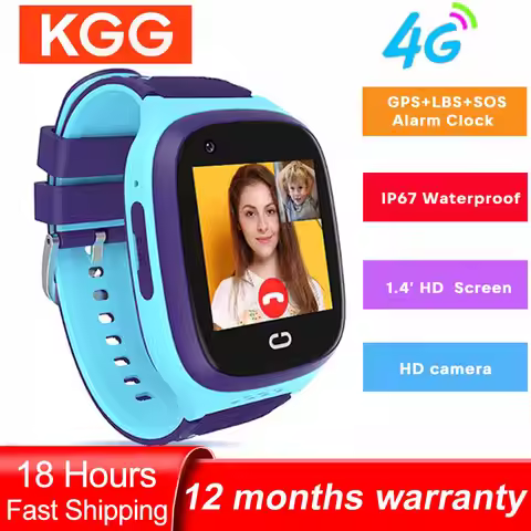 4G Kids Smart Phone Watch WIFI GPS Tracker Clock SOS HD Video Call Touch Screen IP67 Waterproof Baby