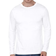 Plain T-shirts - 100% Cotton T-Shirt White Long Sleeve (UNISEX) | T-shirt Kosong Putih Lengan Panjang