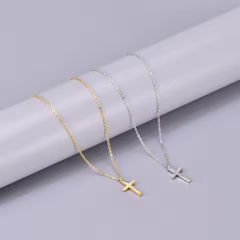 L52 Wholesale Cross-border Amazon stainless steel material gold simple cross pendant necklace