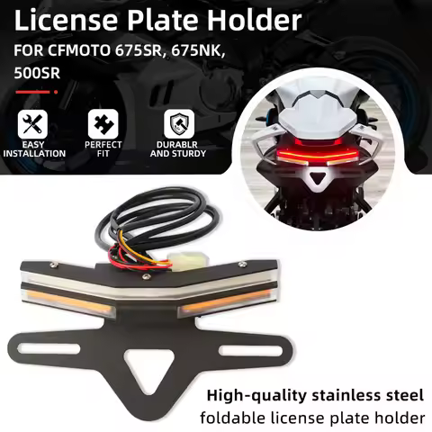 For CFMOTO 675SR 675NK 500SR Motorcycle License Plate Holder Bracket Fender Eliminator Tail Tidy Kit