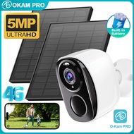 OKAM PRO APP Solar Camera 5X ZOOM HD 5MP 4G Camera Dual Solar Panel 5000mAh Battery Outdoor Camera W