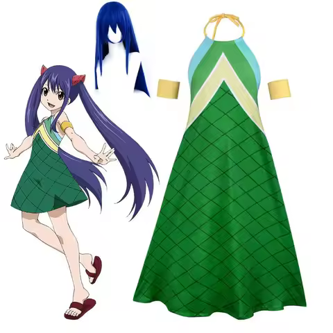 Anime Fairy Tail Wendy Marvell Cosplay Green Dress Wig Anime Secondary Style Role Play Halloween Par