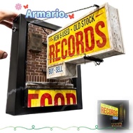 ARMARIO Record Wall Decor Light, Energy Saving  Miniature Record Store Retro Wall Light,  LED Yellow