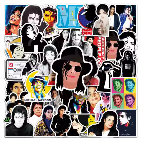 50pcs Michael Jackson Stickers Party Sticker Cartoon Skateboard Fridge Graffiti Suitcase Phone Noteb