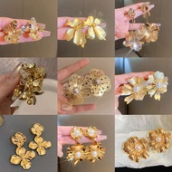 earrings accessories women Silver Needle Metal Flower Earrings European American Fashion Exaggerated