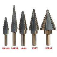 5Set of Imperial Step Drill Bits Aluminum Box Step Drill Steel Plate Drill Twist Drill Reamer Direct