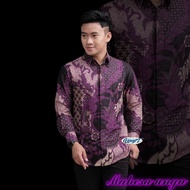 Kemeja Batik Pria Lengan Panjang Dan Pendek Warna Ungu Lilac Motif Mahesa