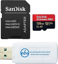 SanDisk 128GB Extreme Pro Micro SD Memory Card Works with GoPro Action Camera Hero 12 Black (SDSQXCD-128G-GN6MA) Bundle with Everything But Stromboli MicroSDXC &amp; SD Card Reader