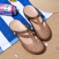 ✒❒☽  Veblen hole hole shoes female summer new baotou flat beach jelly antiskid thick soles slippers sandals the sea