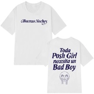 QUEVEDO Buenas Noches Harajuku Print T Shrit Men Women Casual T-shrits Oversized Short Sleeves