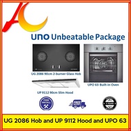 UNO Unbeatable Package UG 2086 Hob and UP 9112 Hood and UPO 63 Built-in Oven