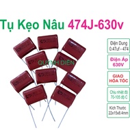 Combo of 10 Brown Candy Capacitors 474J 630V CBB22 (0.47uF 630V) - Quynh DIEN electronic components