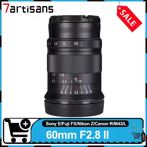 7artisans 60mm F2.8 II Micro Lens APS-C Prime Lens for Portrait Photography compatible with Sony Fuj