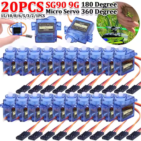 1-20pcs SG90 9G Micro Servo Servo Motor for RC Planes Robot Arm 180°/360° Fixed-Wing Servo Motor Con
