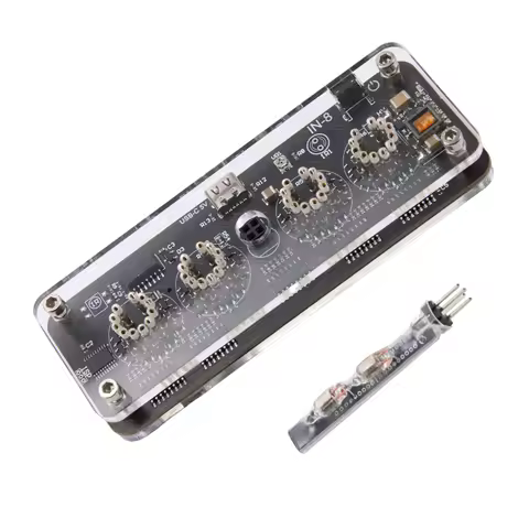 4 Digit IN-8 Nixie Glow Tube Clock IN8 with LED Backlight Alarm Clock Retro Clock