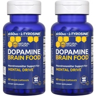 NATURAL STACKS Dopamine Brain Food - 650mg L-Tyrosine Supplement - Dopamine Supplement for Focus & M