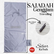 Mini Handheld Folding Parachute Traveling Prayer Rug Small Prayer Rug 98 x 45 cm - Silver Kaaba Trav