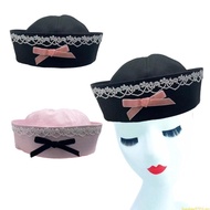 SUN Woman Sailor Hat with Bowknot Decals Woman Spring Navy Hat for Traveling