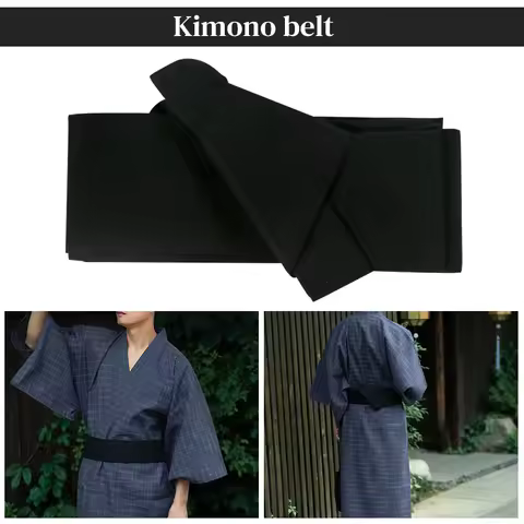 Traditional Japanese Kimono Yukata Belt Accessories Wide Striped Obi Hook And Loop Fastener Retro Be