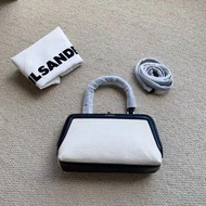 韓國小眾JIL SANDER 帆布goji 黑白拼色簡約手提包 尺寸:22/13.5/7