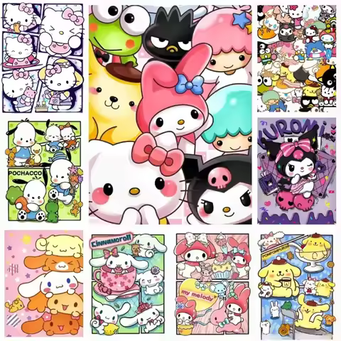 Cute Kitty Kuromi Cinnamoroll Pochacco Pompompurin Diamond Painting Cute Handmade Art Gift Cartoon H