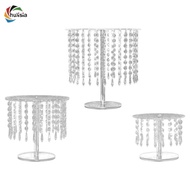 [EtekaxaMY] Round Pedestal Cake Serving Stand with Crystal Pendants, Dessert Cupcake Pastry Candy Di