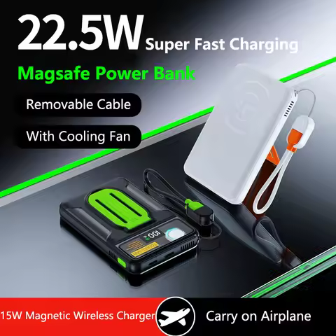 15W Magsafe Wireless Charger PD 22.5W Fast Charging Power Bank 20000mAh For iPhone 16 Xiaomi Samsung