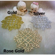 5p Glitter Gold n Rose Gold Silver Iron On Patch Applique Dokoh Filigree Lace Motif Heat Transfer Decals Stickers GRS55