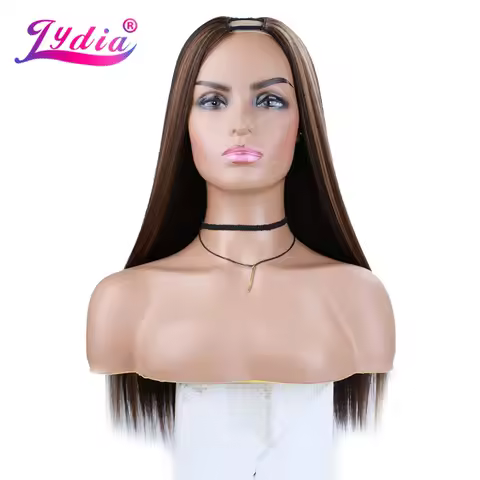 Lydia Long Silky Straight U Part Piano 1B/27 Color Hair Wigs Heat Resistant Synthetic 20Inch For Wom