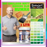 SMART WOW EMULSION PAINT  1 LITER Cat Batu Cat Dinding Dalam CAT RUMAH Interior Wall Finish ( GREENS