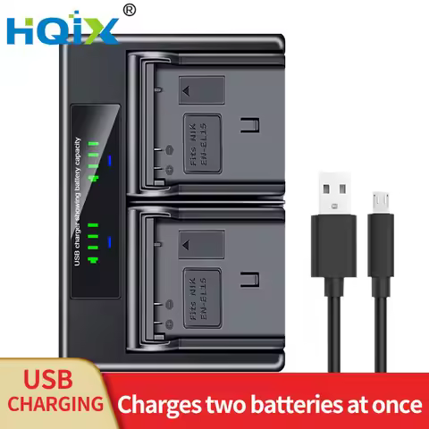 Nikon Battery HQIX for D800E D610 D780 1 V1 D7100 D850 D600 D7200 Camera EN-EL15b Dual Charger