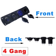 4/5/8 Gang 12V Blue Boat Switch Panel Waterproof Digital Voltmeter Dual USB Port Outlet Blue LED Com