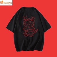 New Unisex T-shirt M-5XL 2024 Fashion Men's Short Sleeve Oversized Shirt Cartoon Dragon Print T-shirt Chinese New Year Clothing Casual Hip