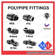 Polypipe Poly Paip Fittings Male & Female(Tee, Socket, Elbow) 20mm X 1/2'' - 32mm X 1''