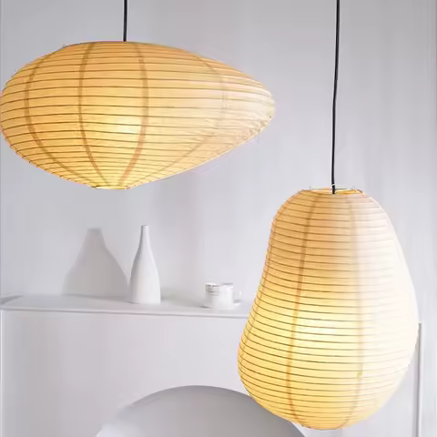 Japanese Rice Paper Pendant Lamp LED Noguchi Yong Wabi Sabi Pendant Lamp For Living Room Dining Room