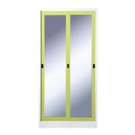 ตู้เสื้อผ้าเหล็กบานเลื่อนกระจกเงา KIOSK SXW-18/2 91.4 ซม. สีเขียว (1134622)