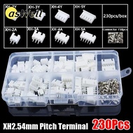 ASWELL 230Pcs 2.54mm Pitch Terminal, XH2.54 Housing Kit Pin Connector, Male And Female 2p 3p 4p 5pin