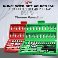 46 PCS in 1 Socket Set 1/ 4" inch Socket Wrench Full Complete Socket Tool kit WOIRX TOOL