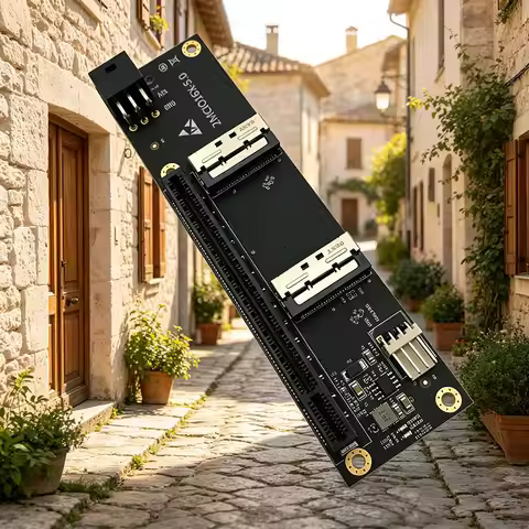 NEW 2 * MCIO 8i SFF-1016 Adapter Card to PCI-E 5.0 16X Slot Adapter Expansion Riser Card with 12V AT