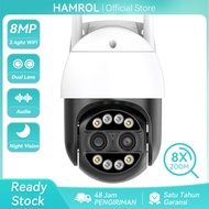 Hamrol Outdoor 8MP 4K Dual-Lens PTZ Kamera WiFi 8X Digital Zoom Color Night Vision IP66 Video Survei