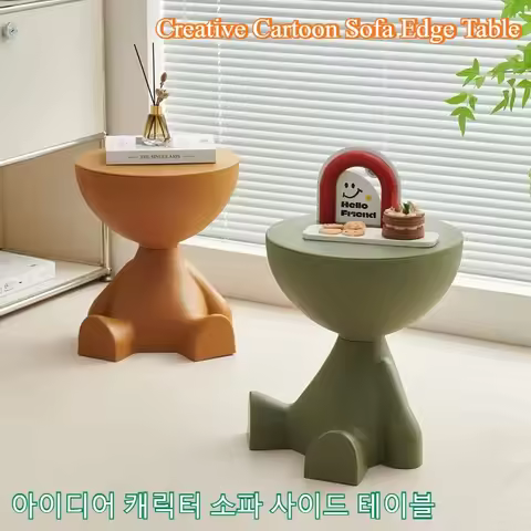 Light Luxury Cartoon Sofa Edge Table Creative Flat Head Coffee Table Small Household Plastic Coffee 