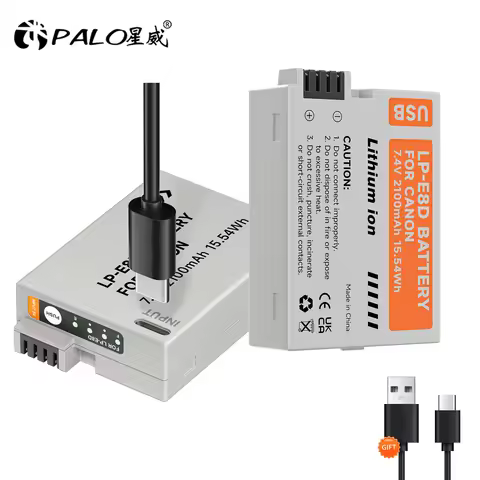 PALO USB LP-E8 LP E8 LPE8 Battery for Canon EOS 550D 600D 650D 700D Kiss X4 X5 X6i X7i Rebel T2i T3i