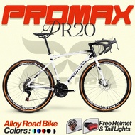 Promax PR20 Alloy Gravel Bike Outdoor Cycling Aluminum Gravel Road bike Road Bike 700x35c 3x7 21Speed with Free Helmet and Bike Lights