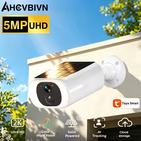 2K Solar Camera Built-in Battery 5MP 2.4G/5G WIFI Security Camera Flood lights Free Basic Cloud Stor